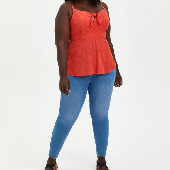 Torrid Rust Eyelet Lace Peplum Tank Top - Picture 11 of 13
